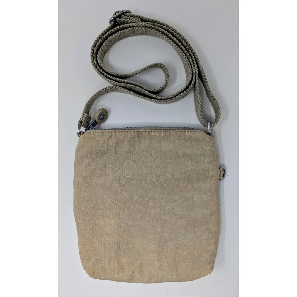 Mini Kipling Alvar Khaki Beige Tan Crossbody Triple Zip Bag Purse - No Monkey